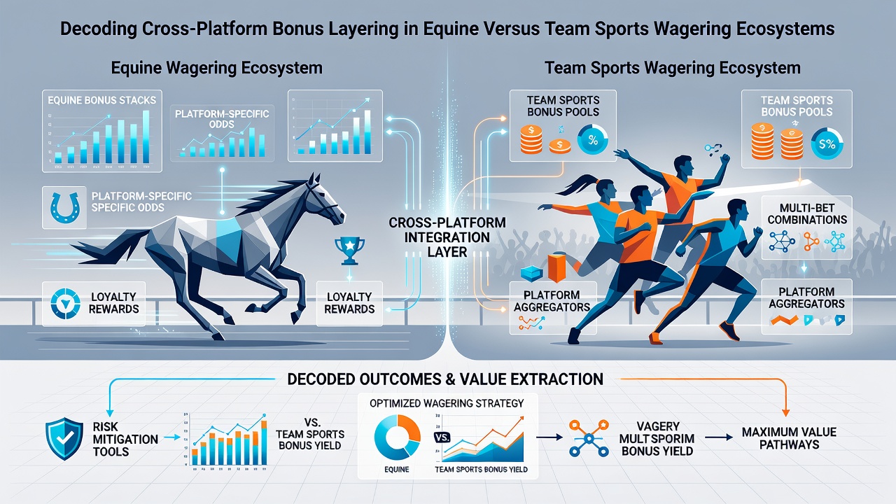 Flow diagram illustrating how equine and team sports bonuses interact across separate wagering apps