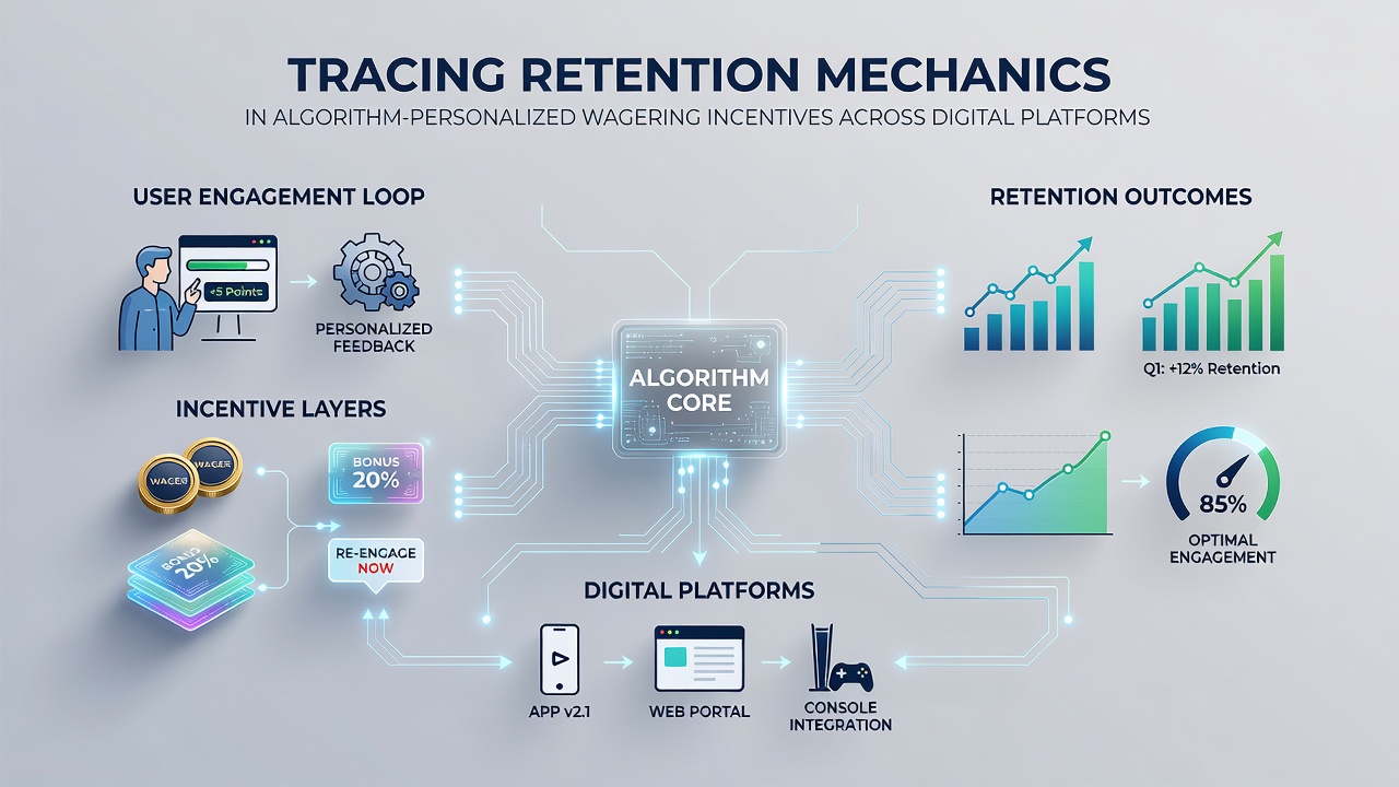 Analytics dashboard illustrating personalized wagering incentives and retention tracking across multiple digital platforms